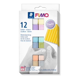 STAEDTLER ofenhärtende Modelliermasse FIMO soft in Pastell Farben, weich und geschmeidig, speziell für Einsteiger und Hobbykünstler, 12 Halbblöcke á 25g in sortierten Farben 12 Blocks Pastellfarben 1 Angebot bei HelloDeals