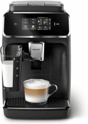 Philips 2300 Series Kaffeevollautomat - 4 Getränke, Modernes Farb-Touchscreen-Display, LatteGo-Milchsystem, SilentBrew, 100% Keramikmahlwerk, AquaClean Filter, Mattschwarz (EP2330/10) 4 Kaffeespezialitäten Mattschwarz Angebot bei HelloDeals