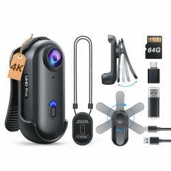 BOBLOV W4 4K Bodycam Körperkamera Mini, Body Cam mit 360° drehbarem Clip und Magnetclip, 90 Minuten für Aufnahmen, für Vorträge, Reisen, Spaziergänge mit Haustieren (4K 64GB) Angebot bei HelloDeals