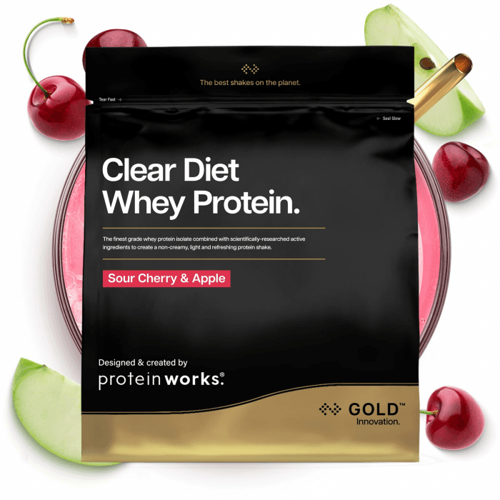 Protein Works | Clear Diet Whey Protein – GOLD Innovation, Whey-Protein-Isolat, Erfrischender High-Protein Drink, Sauerkirsche & Apfel, 20 Portionen, 500g Sauerkirsche & Apfel 20 Shakes (500g) Angebot bei HelloDeals