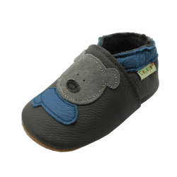 SAYOYO Weiche Leder Krabbelschuhe Baby Lauflernschuhe Jungen Rutschfeste Babyhausschuhe Mädchen Kleinkind Lederschuhe 12-18 Monate Grau Bär Angebot bei HelloDeals