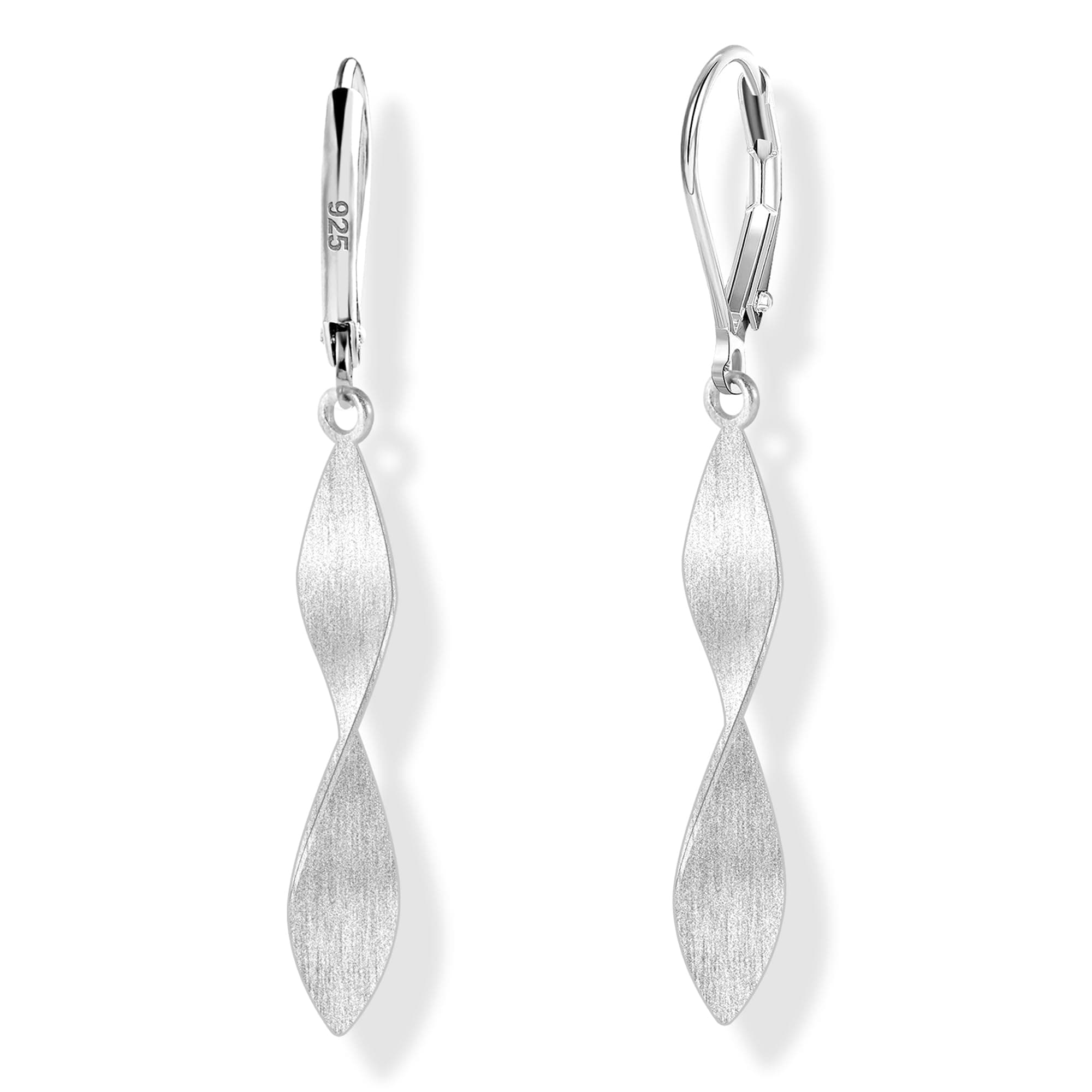 ASH'S CHOICE Silber 925 Ohrringe Hängend Hypoallergen Französische Klein Creolen mit Anhänger Doppel Gedrehter/Spirale/Blatt/Wassertropfen Lange Ohrhänger Boho Damen Frauen TwistBlattSilber Angebot bei HelloDeals