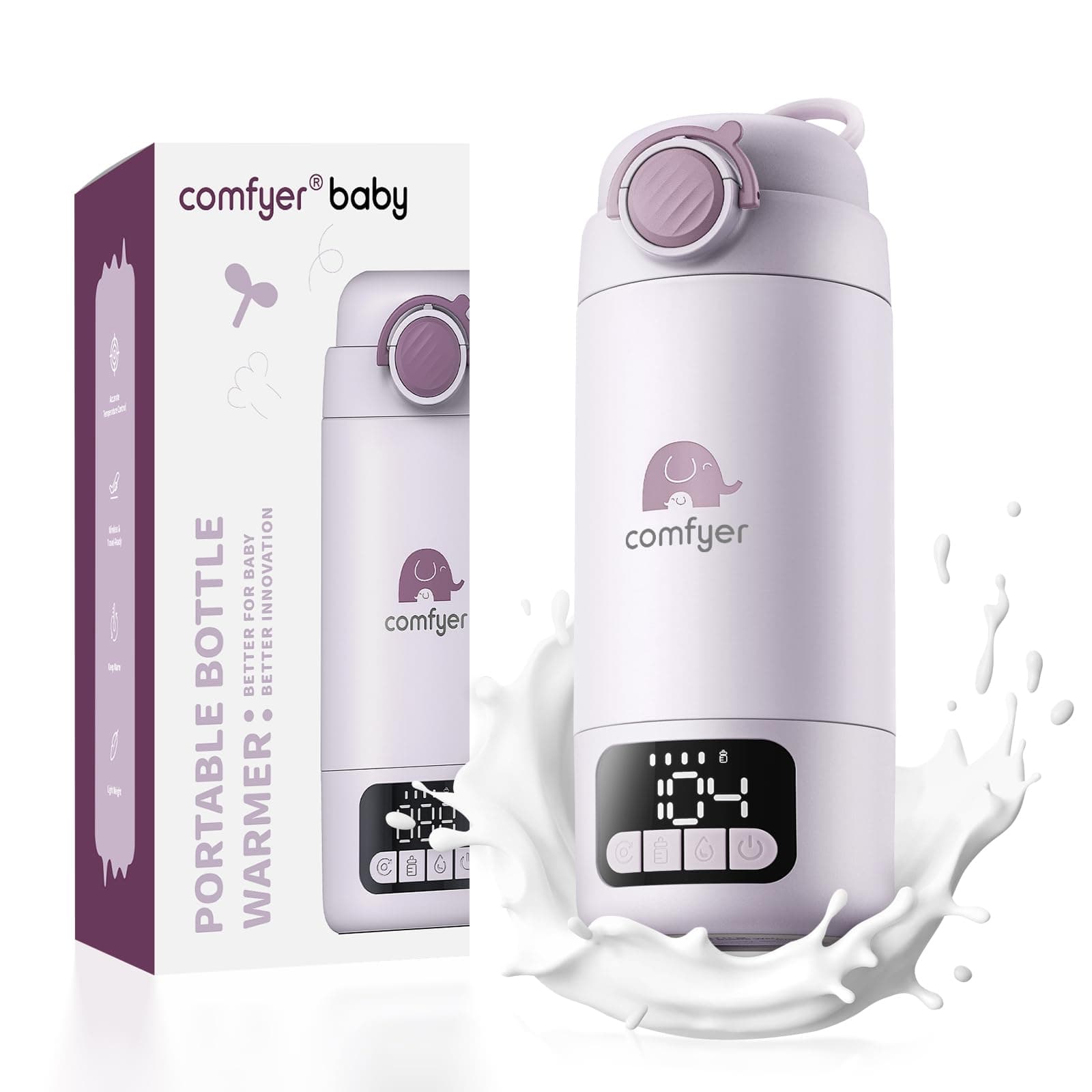 Comfyer BW02 Upgrade Tragbarer Flaschenwärmer unterwegs für Baby & Familie-Schnell Aufheizen mit 16000mAh Akku,Integrierter Sterilisator, Baby Milch-/Wasserwärmer für Unterwegs/Zuhause, 500ML Lila Angebot bei HelloDeals