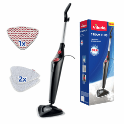Vileda Steam Plus Dampfreiniger mit PowerPad und 2 Mikrofaser-Ersatzpads | Hygienischer Bodenreiniger für Fliesen, Laminat & Parkett | Aufheizzeit: 15 Sekunden | Eco-Verpackung Angebot bei HelloDeals