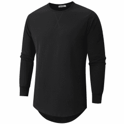 VEIISAR Herren Dickes Rundhalsmantel T-Shirt mit Herren 100 Baumwolle Heavy Duty Preshrunk Longline Shirt X363l Black L Angebot bei HelloDeals