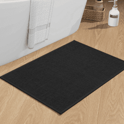 chakme Badezimmerteppich 43 x 61 cm rutschfeste Badematte mit Gummi Rückseite Badteppich rutschfest waschbar Badvorleger Bad Teppich Badezimmer Duschvorleger Schwarz 43x61cm Schwarz Angebot bei HelloDeals
