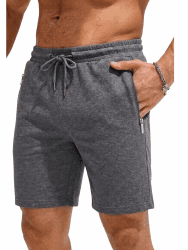 COMEOR Shorts Herren mit Reißverschluss - Baumwolle Kurze Hosen, Sporthose Kurz Männer Bermuda Jogginghose, Laufshorts Sommer Trainingshose Dunkelgrau L Angebot bei HelloDeals