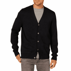 Amazon Essentials Herren Strickjacke aus Baumwolle XXL Schwarz Angebot bei HelloDeals