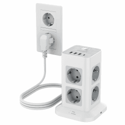 TESSAN 8 Fach Mehrfachsteckdose mit USB C, Verlängerungskabel 3M mit 4 USB und Steckdosenleiste Überspannungsschutz, 3600W Steckdosenturm mit Schalter, Steckdosenwürfel für Büro, Grau 3 Meter 1 USB C(Grau&Weiß) Angebot bei HelloDeals