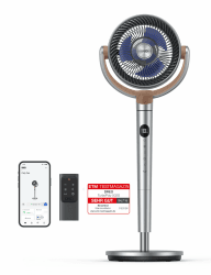 DREO Smart Standventilator, 120°+120° Oszillierend Ventilator mit Wi-Fi/Sprachsteuerung, 20dB Leiser Bodenventilator für Schlafzimmer, einstellbare Höhe, 8 Geschwindigkeiten, 6 Modi, 12H Timer Silber - Wifi Angebot bei HelloDeals