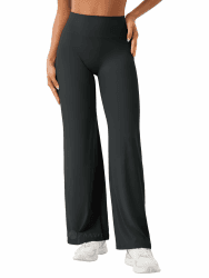 ZAAYO Nahtlose Straight Leggings Damen Hohe Taille Flared Leggings Yoga Hosen Sport Yoga Legging Damen Gym Yoga Pants Schlaghose-Regular/Lang/Extra Lang Schwarz M Angebot bei HelloDeals