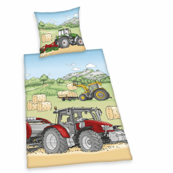 Herding Young Collection Bettwäsche-Set, Traktor-Wendemotiv, Kopfkissenbezug 80 x 80 cm, Bettbezug 135 x 200 cm mit Knopfverschluss, Baumwolle/Flanell Bettwäsche 2 (135x200 cm) Angebot bei HelloDeals