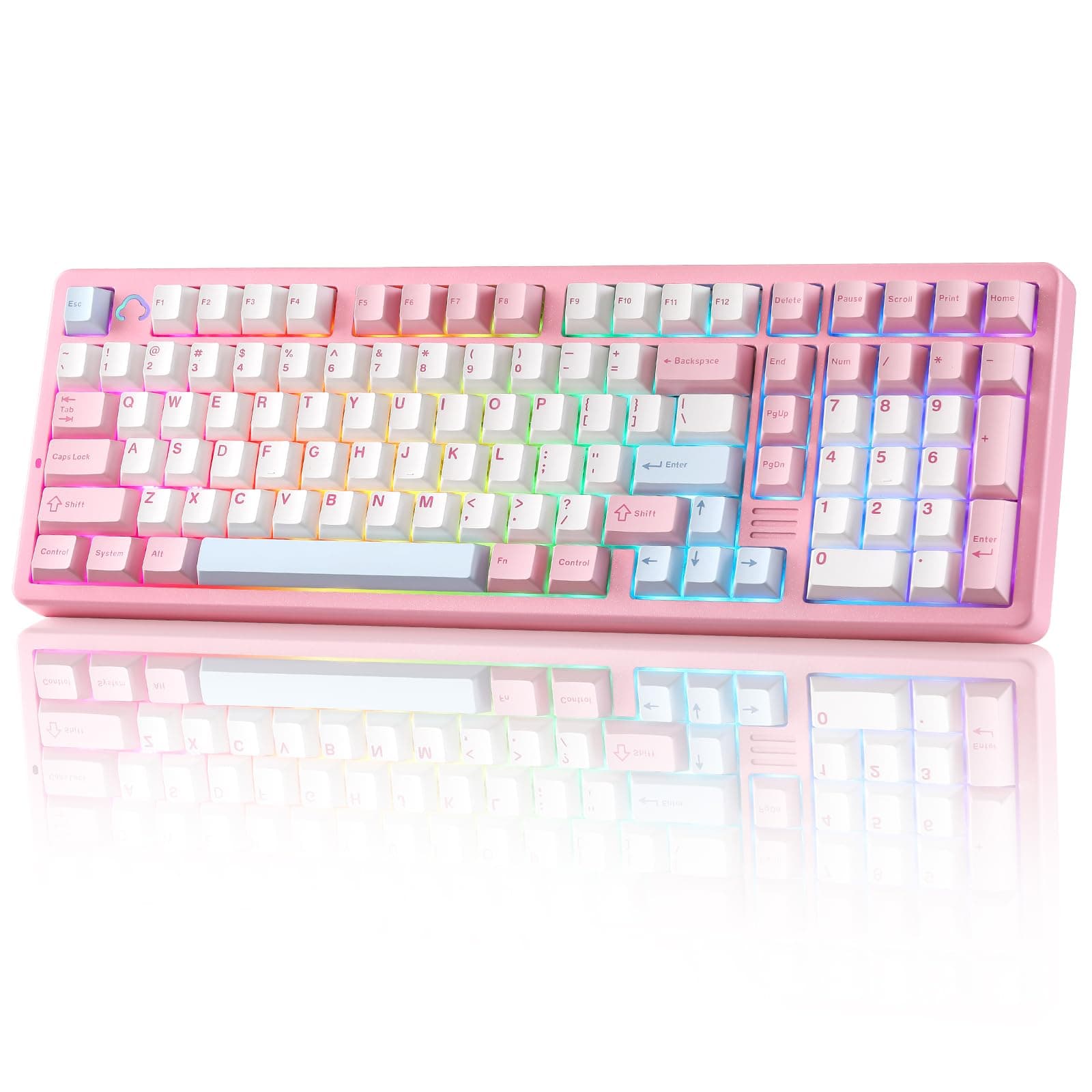 YUNZII AL98 QMK/VIA Kabellose Mechanische Gaming Tastatur, Vollaluminium,BT/2,4 GHz/USB-C,Hot-Swap Linear-Schalter Gasket 1800-Layout,RGB für Windows/Mac (Rosa, Milk V2 Linear) Rosa Milk V2 Linear Angebot bei HelloDeals