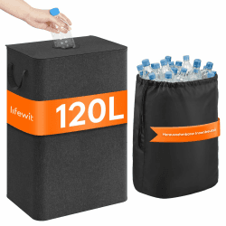 Lifewit 120L Pfandflaschen Sammelbehälter mit Deckel, Groß Pfandflaschen Aufbewahrung, Behälter Leergut & Altglas Aufbewahrung, Flaschensammler mit Loch Küche Abstellraum Flaschentasche, Dunkelgrau Dunkelgrau 120L Angebot bei HelloDeals