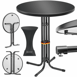 KESSER® Stehtisch klappbar Ø80cm rund, Gastro Bistrotisch Hochtisch Cocktail Stehtisch + Husse, Klapptisch Partytisch für Garten/Balkon/Events/Gastronomie, wetterfest, In- & Outdoor, Schwarz Schwarz Ø 80 cm 1 Angebot bei HelloDeals