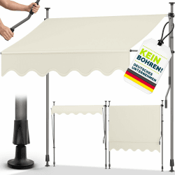 tillvex Klemmmarkise mit Handkurbel Balkon | Balkonmarkise ohne Bohren | Markise UV-beständig & höhenverstellbar | Sonnenschutz Terrasse & Garten wasserdicht (Sand, 350cm) 350cm Sand Angebot bei HelloDeals