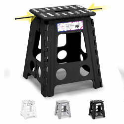 HOUSE DAY 40cm Tritthocker Klappbar - Schwarz Faltbarer Hocker Tritthocker Tragbarer Klapphocker Faltbar Tritt Klappbar Falthocker Badhocker Klappstuhl Fußhocker bis 136kg für Erwachsenen Schwarz 40 cm Angebot bei HelloDeals