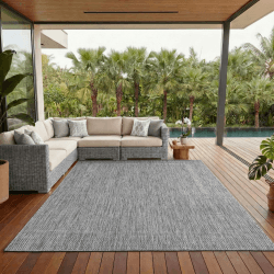 Outdoor Teppich Wetterfest Einfarbiges Design Terrasse Balkon Teppich Küche Garten Sisal-Look Küchenteppich Läufer Flur, Größe: 140 x 200 cm, Farbe: Silber 140 x 200 cm (Rechteckig) Silberfarbe Angebot bei HelloDeals