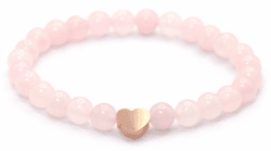 Echtes Rosenquarz Edelstein Armband mit 6mm Perlen und Edelstahlherz - verschiedene Längen - Heilstein Schutzstein Talisman Glücksbringer Geschenk (Rosenquarz, 16CM) S - 16 CM Rosenquarz Angebot bei HelloDeals