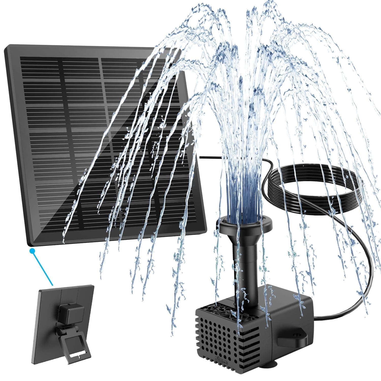 Yzert Solar Springbrunnen 1.8W, 2026 Glas Solar Teichpumpe mit 8 Effekte, 3M Kabel, Solar Wasserpumpe Schwimmender Fontäne Pumpe für Außen Vogelbad, Fischbecken, Garten (Schwarz) Angebot bei HelloDeals