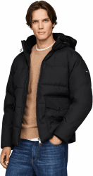 Tommy Hilfiger Herren Pufferjacke Rockie Utility mit Kapuze XS Black (Black) Angebot bei HelloDeals