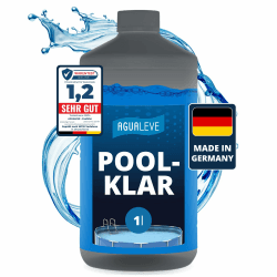 AGUALEVE® Poolklar 1l *NEU* | Kristallklar 2.0 Formel für perfektes Poolwasser | Pools, Whirlpools, Planschbecken | Markenqualität Made in Germany | für 200.000 Poolwasser | mit Note 1,2 getestet 1 Ltr. Angebot bei HelloDeals