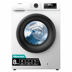 Hisense WF1Q8041BW Waschmaschine mit Dampffunktion /8KG /1400 U/Min /15 Programme/Anti-Allergie Programm/Baby-Wäsche/AutoWash/QuickWash/Daunen/Eco/Power 49' / Verzögertes Ende/EEK: A/Weiß 8 Ohne WIFI 2025 Weiß Angebot bei HelloDeals
