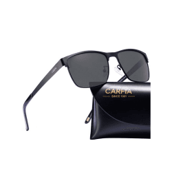 CARFIA Polarisierte Herren Sonnenbrille Metallrahmen UV 400 Fahrerbrille Sportbrille Kategorie 3 Schwarz Rahmen, Grau Linsen Angebot bei HelloDeals