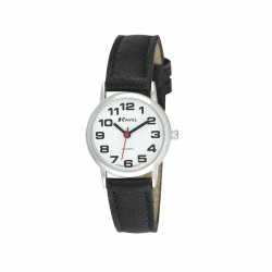 Ravel R0105 Unisex Armbanduhr mit großen Ziffern, analog, Quarz Damen - 27mm Uhrengehäuse Schwarz / Silber Ton Angebot bei HelloDeals