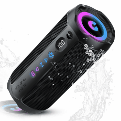 Bluetooth Lautsprecher mit Licht, Bluetooth 5.4 Musikbox,25W Dual Lautsprecher, LED Anzeige & 25 Std Akku,Dualen Bass-Treibern, IPX7 wasserdicht,TWS Paarung, AUX,TF Karte,Geeignet Outdoor/Party/Reisen Schwarz Angebot bei HelloDeals
