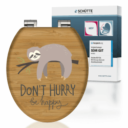 SCHÜTTE WC-Sitz NO HURRY mit Absenkautomatik aus Holz, hochwertiger Toilettendeckel mit 175kg Belastbarkeit, Toilettensitz mit Brille, Klodeckel für WC, MDF Holzkern Klobrille mit Motiv Angebot bei HelloDeals