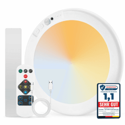 Combuh Akku Lampe mit Bewegungsmelder Deckenlampe Garage ohne Stromanschluss ohne Bohren, 85 Tage Laufzeit 6000 mAh LED Batteriebetriebene Deckenleuchte Aufladbare für Keller Flur Dusche Rund 1 Stück 3 Farbig - Rund 1er Angebot bei HelloDeals