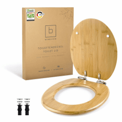 Benkstein® Toilettendeckel mit Absenkautomatik Bambus – antibakterieller WC Sitz – Quick-Release zur einfachen Reinigung – einfache Montage – robust & nachhaltig – Klodeckel aus Holz – abnehmbar 4) Oval Bambus Angebot bei HelloDeals