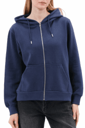 Smith & Solo Hoodie Damen – Kapuzenpullover Frauen Baumwolle Long, mit Kapuze Pullover Sweatshirt Rundhals, Slim Fit Freizeit Sport Langarmshirt, Hoodies Training - Pulli Streetwear L Navy-zip Angebot bei HelloDeals