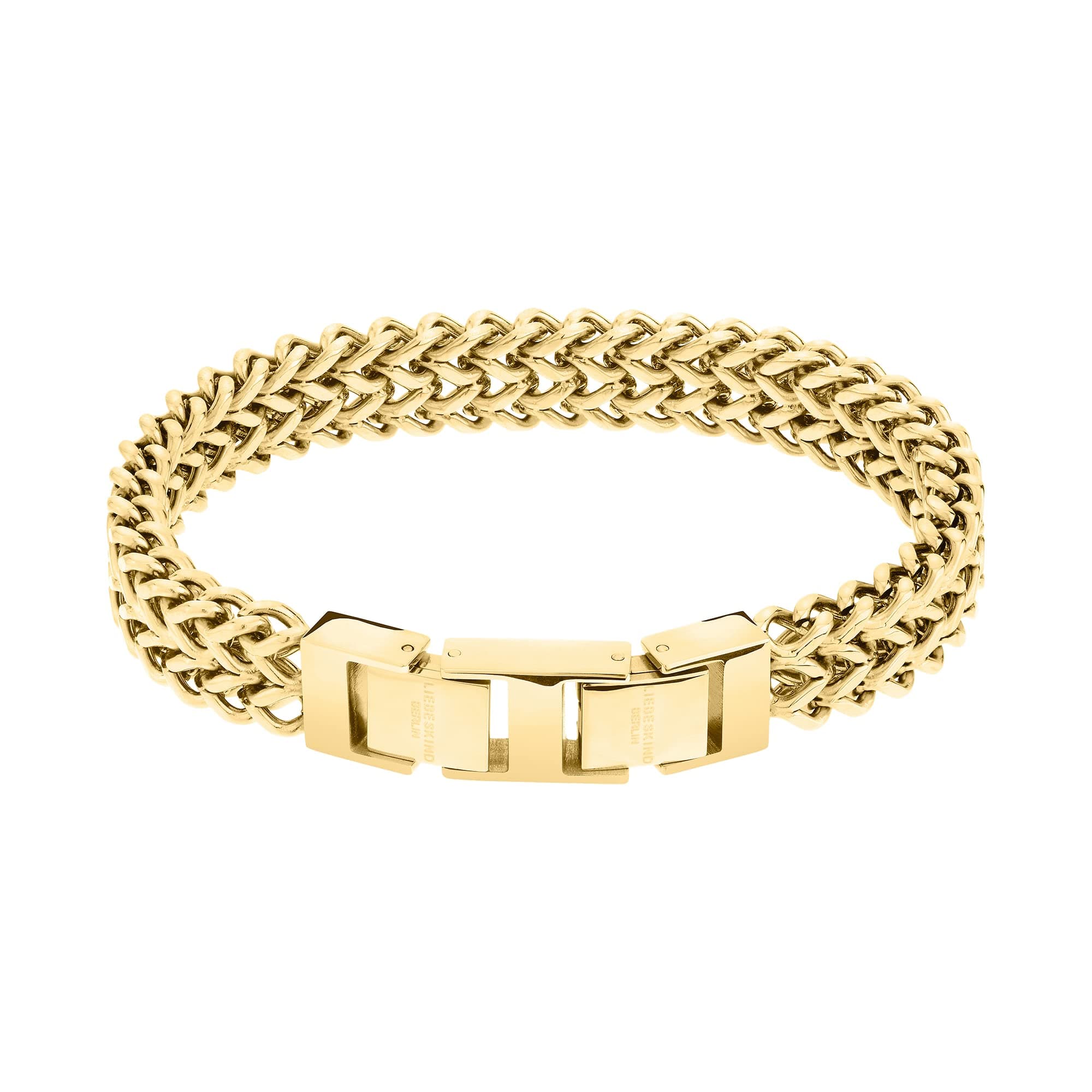 LIEBESKIND BERLIN Woven Damen Schmuck – Geflochtene Kette, Armband, Ohrringe & Ring aus Edelstahl in Silber, Gold, Roségold & Schwarz – Moderner Schmuck für Alltag & besondere Anlässe Armband - Gold Woven Angebot bei HelloDeals