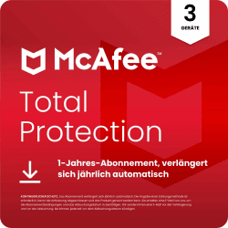 McAfee Total Protection 2026 (3 Geräte) | Virenschutz, VPN, Betrugsschutz, Sicherheitssoftware, Identitätsüberwachung | 1-Jahres-Abonnement mit automatischer Verlängerung | Download Digital Download 12 Monate 3 Geräte Angebot bei HelloDeals