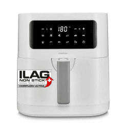 MEDION E40 XL Heißluftfritteuse MD11740 (5,2 Liter, Airfryer, 2.150 Watt, 9 Automatikprogramme, Backfunktion, ölfreies Frittieren, Touch Bedienfeld, LED Anzeige) weiß Angebot bei HelloDeals
