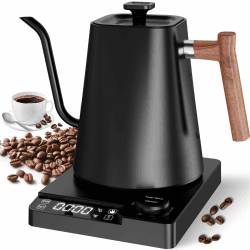 【2026 Upgrade 】1 L Edelstahl Wasserkocher, Schwanenhals Wasserkocher, 24-Stunden-Wärmefunktion Teekessel, 1200W Schnellheizung mit Temperaturanzeige Kaffeekessel Angebot bei HelloDeals
