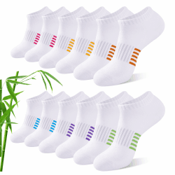 Bambus Sneaker Socken Damen 6/12 Paar, Atmungsaktive Gepolsterte Sportsocken Laufsocken, Anti Schweiß Kurze Socken Damen 39-42 35-38 Bunt, Geschenke für Frauen Sommer 39-42 Mehrfarbig Weiß Angebot bei HelloDeals