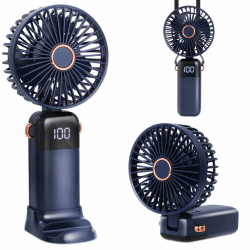 CNMTCCO Handventilator, Tragbarer Leise Mini Ventilator,USB Wiederaufladbar Faltbal ventilator,Mit 5 Geschwindigkeitsstufen,Klein Taschenventilator,mit Sockel und Umhängeband für Reisen Büro Zuhause Blau Angebot bei HelloDeals