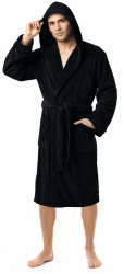 NY Threads Herren Ny Threads Bademantel mit Kapuze Bademantel mit Kapuze aus Fleece XL Schwarz Angebot bei HelloDeals