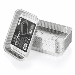 Vaily Alu Tropfschalen Klein 25er Pack - Veggie Aluschalen Grillschalen - Zubehör für Gasgrill, Kohlegrill & Elektrogrill als Fettauffangschale - 22 x 15 cm 025 Stück - Silber Angebot bei HelloDeals
