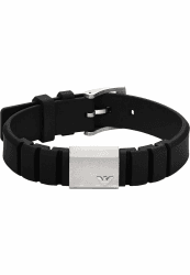 Emporio Armani Herrenarmband Logoplakette Edelstahl Silikon schwarz, EGS3079040 Angebot bei HelloDeals