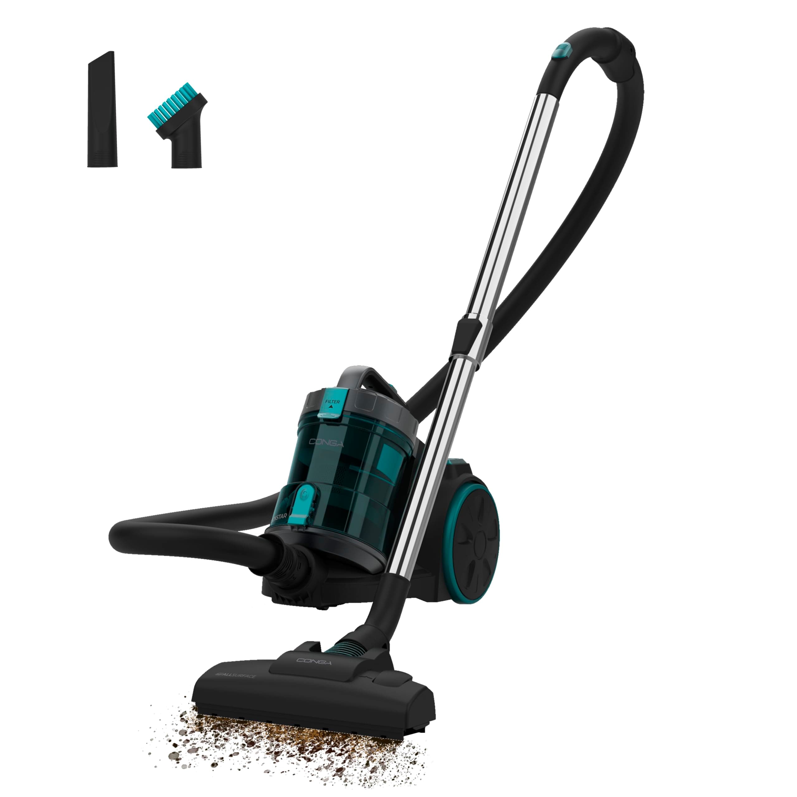 Cecotec beutelloser Bodenstaubsauger Conga Rockstar Cyclonic XL. 890W, 2,5L Großbehälter, Hochleistungsfilter, Verstellbares Metall-Teleskoprohr und Möbel- und Eckenzubehör Angebot bei HelloDeals