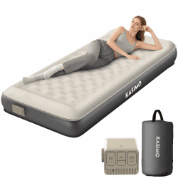 KASIMO TPU Luftmatratze selbstaufblasend, Luftbett 1 Person, Gästebett mit integrierter Elektrischer Pumpe, aufblasbare matratze mit Kissen, luftmatratze 190x90x22cm für Gäste zu Hause und Camping Einzel Angebot bei HelloDeals