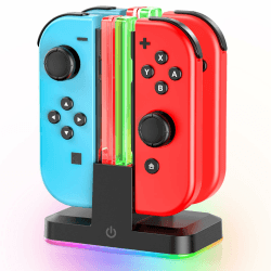 Rysker Switch Controller Ladestation, Joycon Ladestation mit 9 RGB Licht, 2.5St Ladegerät für 4 Nintendo JoyCon, Nintendo OLED Joy Con Ladegerät, Switch Zubehör 6,2 Zoll - Switch 1 Angebot bei HelloDeals