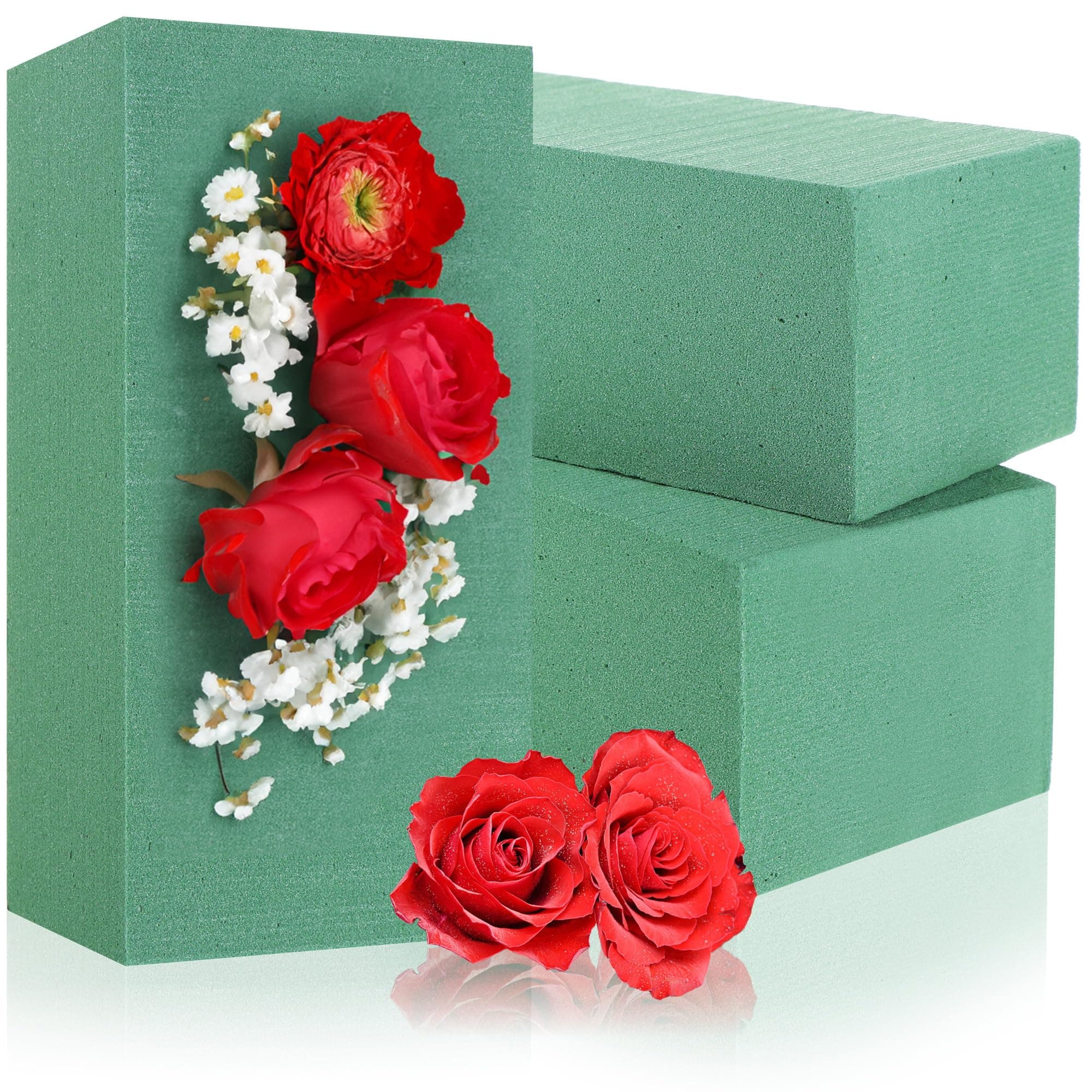 com-four® 3X Steckschaum für Blumengestecke - Steckschwamm für Frischblumen - Steckmasse zum Basteln - Blumensteckschaum, Steckmoos für Feiern, Hochzeit und Geburtstag 3 Stück Grün Angebot bei HelloDeals
