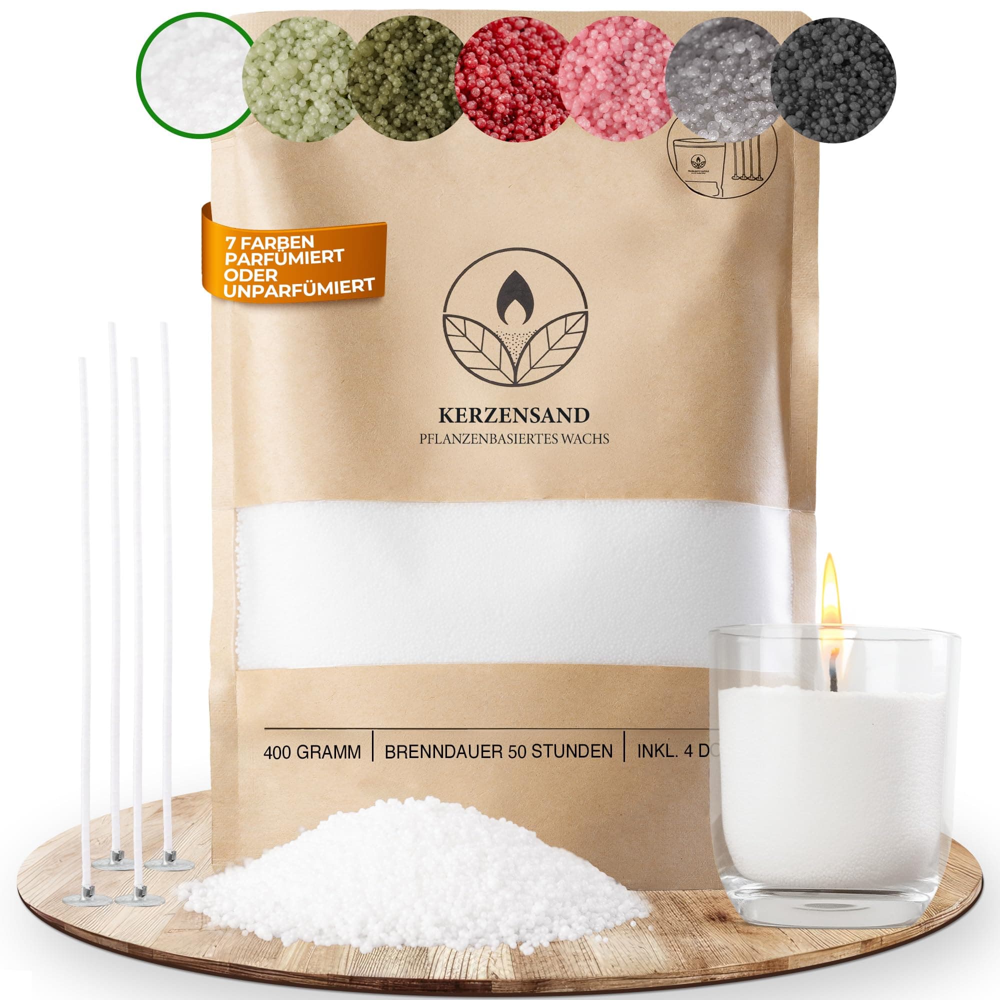 comforder Kerzensand mit Dochten, Wachsgranulat, Kerzen selber Machen Set, Pearled Candle, 400g Kerzenwachs Perlen + 4 Kerzendochte (Weiß) Angebot bei HelloDeals