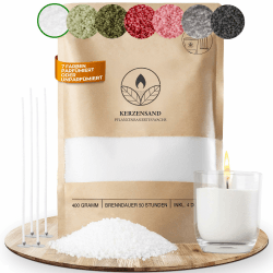 comforder Kerzensand mit Dochten, Wachsgranulat, Kerzen selber Machen Set, Pearled Candle, 400g Kerzenwachs Perlen + 4 Kerzendochte (Weiß) Angebot bei HelloDeals