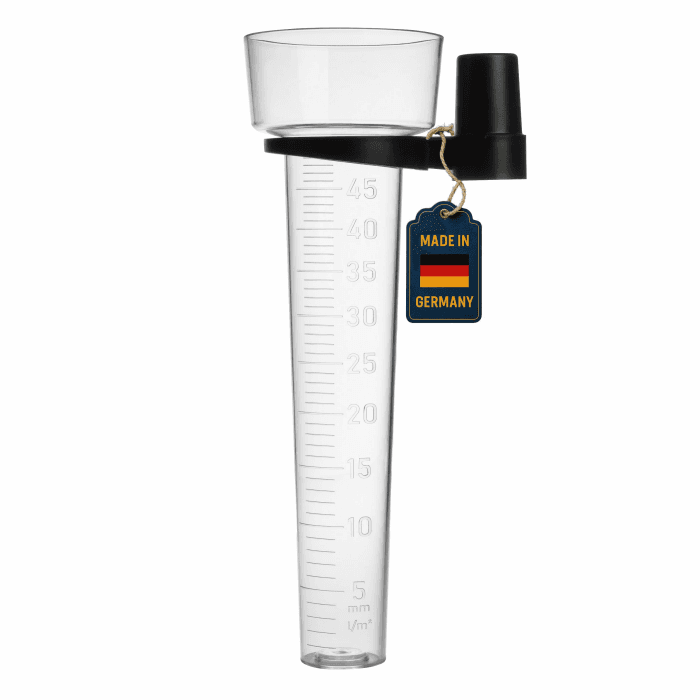 TFA Dostmann Analoger Regenmesser, 47.1015, Niederschlagsmesser, für den Garten oder Landwirtschaft, deutsches Familienunternehmen, mit Halterung, transparent, schwarz Single Angebot bei HelloDeals